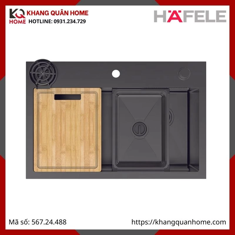 Chậu Rửa Inox Hafele Màu Titan WF R10 HS25-SSN1S-8052 567.24.488