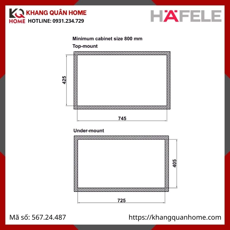 Chậu Inox Hafele Màu Đen HS25-SSN1S-7644 567.24.487