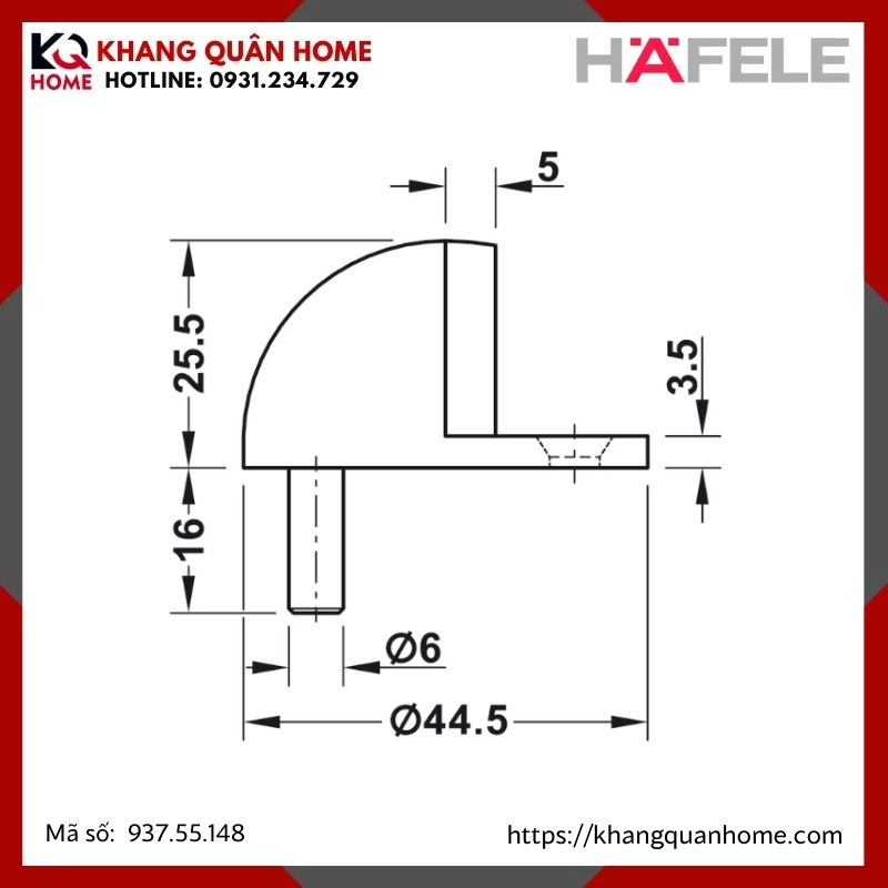 CHẶN CỬA BÁN NGUYỆT HAFELE MÀU VÀNG 937.55.148