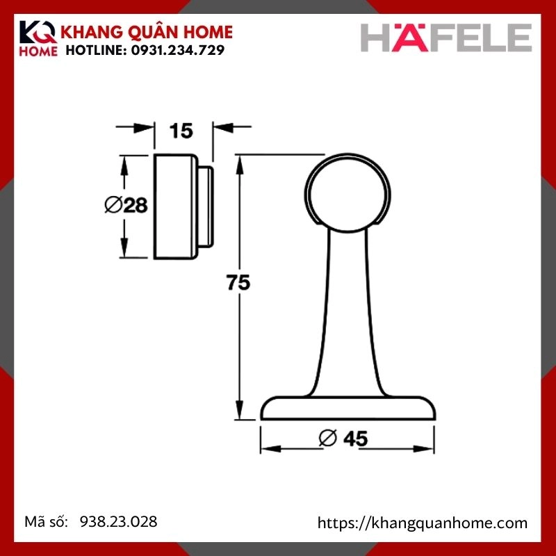 CHẶN CỬA NAM CHÂM HAFELE MÀU VÀNG 938.23.028