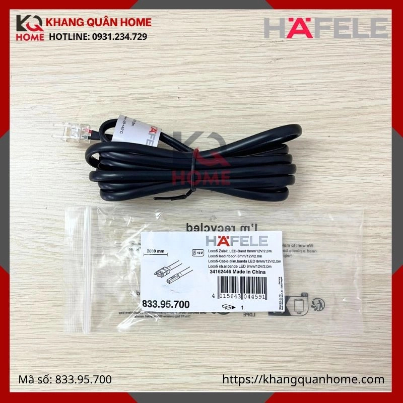  Dây dẫn điện 12V cho LED dây 8mm Hafele dài 2 m 5A/18 AWG 833.95.700