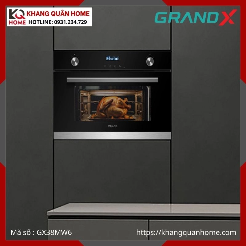LÒ NƯỚNG TÍCH HỢP VI SÓNG ÂM TỦ GRANDX GX38MW6