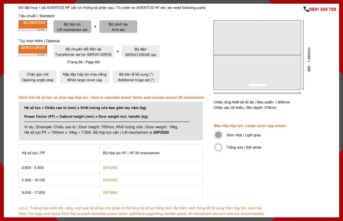Bảng giá phụ kiện Blum 2024-2025