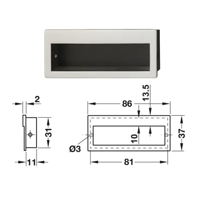 Tay nắm âm 86x37mm Hafele 151.09.600