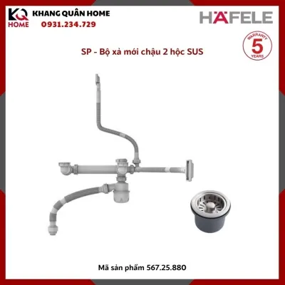 Siphon Bộ xả mới chậu 2 hộc SUS Hafele 567.25.880