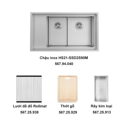 Khuyến mãi Combo 6 trọn bộ chậu inox Hafele HS21-SSD2S90M và phụ kiện
