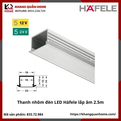 Thanh nhôm đèn LED Häfele Loox lắp âm 1191 - 833.72.984