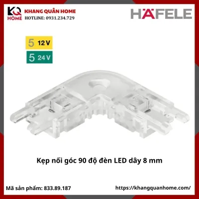 Kẹp Nối Góc 90º Cho Đèn Led Dây 8mm Hafele 833.89.187