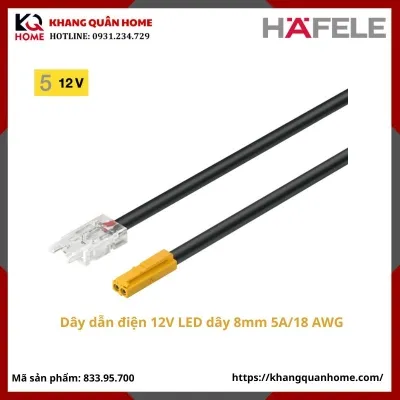 Dây dẫn điện 12V cho LED dây 8mm Hafele dài 2 m 5A/18 AWG- 833.95.700