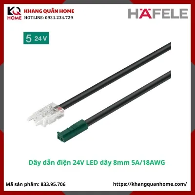 Dây dẫn điện 24V cho LED dây 8mm Hafele dài 2 m 5A/18 AWG- 833.95.706