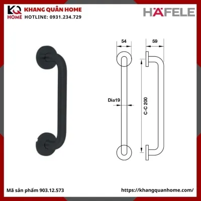 Tay Nắm Kéo Hafele C/C 200mm màu đen 903.12.573