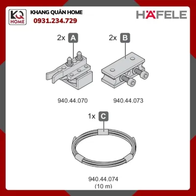 Bộ Phụ Kiện Cửa Trượt Đồng Bộ Cho Classic P Hafele 940.44.002