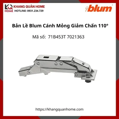 Bản Lề Blum Cánh Mỏng Giảm Chấn Góc Mở 110° 71B453T 7021363