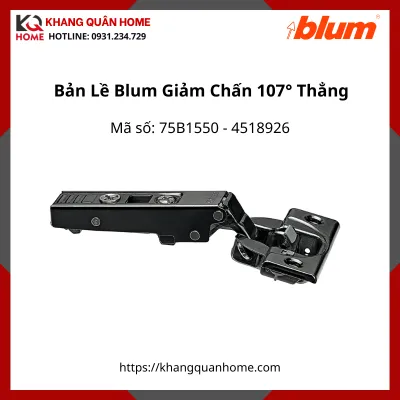 Bản Lề Blum Giảm Chấn Góc Mở 107° 75B1550 4518926  - Màu Đen -Trùm Hết (Thẳng)