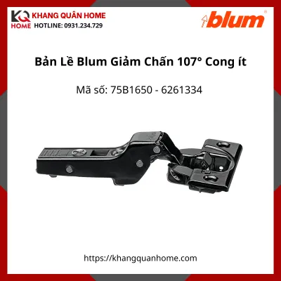 Bản Lề Blum Giảm Chấn Góc Mở 107° 75B1650 6261334 - Màu Đen -Trùm Nửa (Cong ít)
