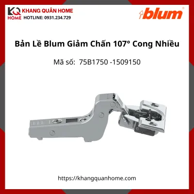 Bản Lề Blum Giảm Chấn Góc Mở 107° 75B1750 1509150 Lọt Lòng (Cong Nhiều)