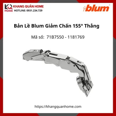 Bản Lề Blum Giảm Chấn Góc Mở 155° 71B7550 1181769 Trùm Hết (Thẳng)
