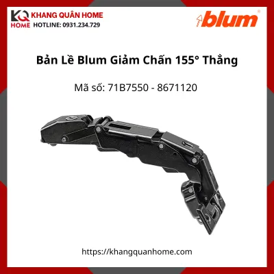 Bản Lề Blum Giảm Chấn Góc Mở 155°  71B7550 8671120 Màu Đen- Trùm Ngoài (Thẳng)