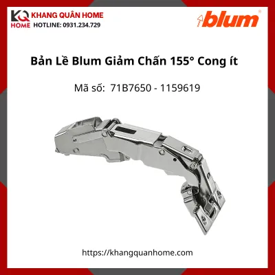 Bản Lề Blum Giảm Chấn Góc Mở 155° 71B7650 1159619 Trùm Nửa (Cong ít)