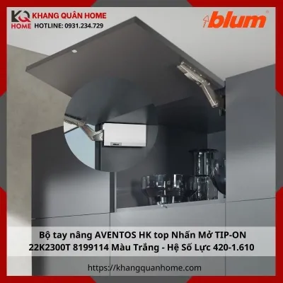 Bộ tay nâng AVENTOS HK top Nhấn Mở TIP-ON 22K2300T 8199114 Màu Trắng - Hệ Số Lực 420-1.610