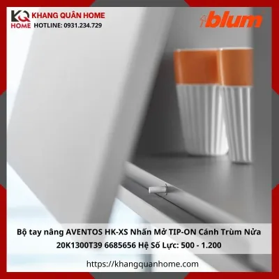 Bộ tay nâng AVENTOS HK-XS Nhấn Mở TIP-ON 20K1300T39 6685656 Hệ Số Lực 500 - 1.200 Cánh Trùm Nửa