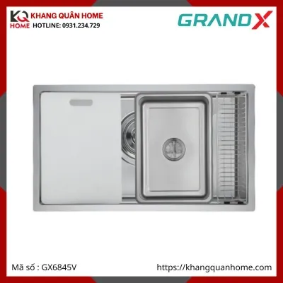 CHẬU RỬA CHÉN 1 HỘC INOX 304 GRANDX GX6845V VOLCANO