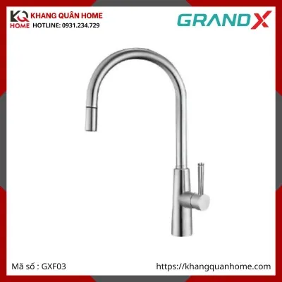 VÒI RỬA CHÉN NÓNG LẠNH DÂY RÚT GRANDX GXF03 DUAL SPRAY