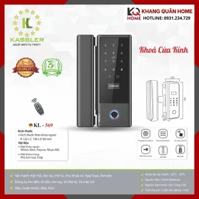 Khóa Điện Tử Cửa Kính-Cửa Cổng Kassler KL-569
