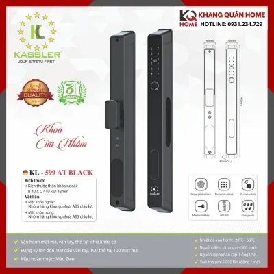 Khóa Điện Tử Cửa Nhôm Kassler KL-599 AT BLACK