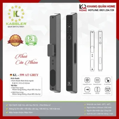 Khóa Điện Tử Cửa Nhôm Kassler KL-599 AT GREY