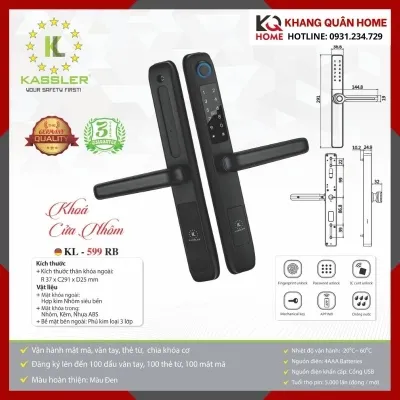 Khóa Điện Tử Cửa Nhôm Kassler KL-599 RB