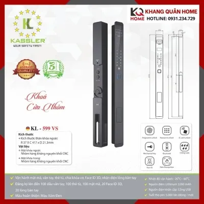 Khóa Điện Tử Cửa Nhôm Kassler KL-599 VS