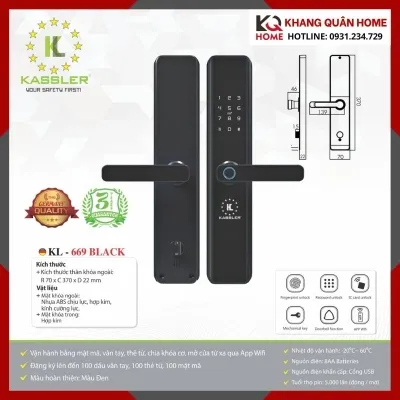 Khóa Điện Tử Hiện Đại Kassler KL-669 BLACK