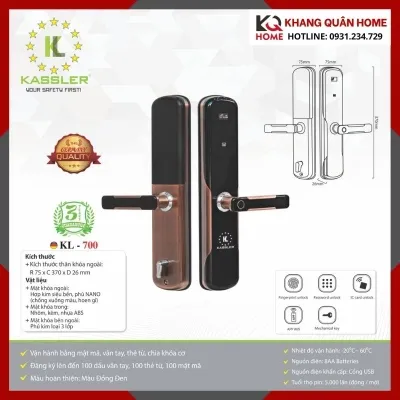 Khóa Điện Tử Hiện Đại Kassler KL-700