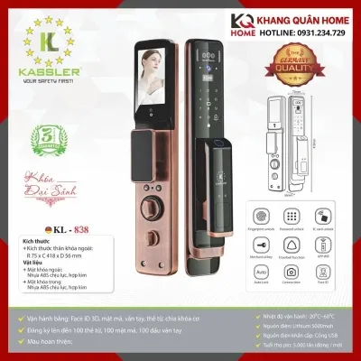 Khóa Điện Tử Hiện Đại Kassler KL-838 Màu Red Bronze