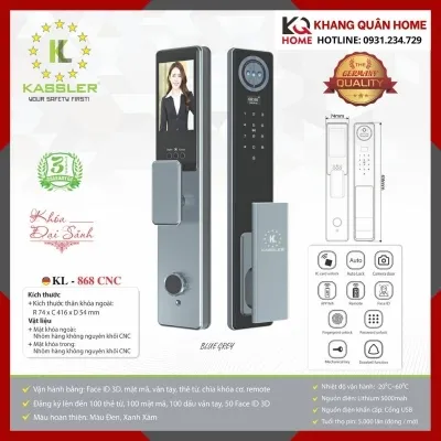 Khóa Điện Tử Hiện Đại Kassler KL-868 CNC Màu Black