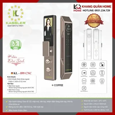 Khóa Điện Tử Hiện Đại Kassler KL-899 CNC Màu Coffee