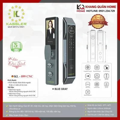 Khóa Điện Tử Hiện Đại Kassler KL-899 CNC Màu Blue Gray