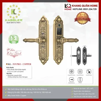Khóa Điện Tử Cổ Điển Kassler KL-919 PRO-COPPER
