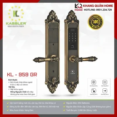 Khóa Điện Tử Cổ Điển Kassler KL-959 GR