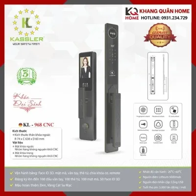 Khóa Điện Tử Hiện Đại Kassler KL-968 CNC Màu Đen