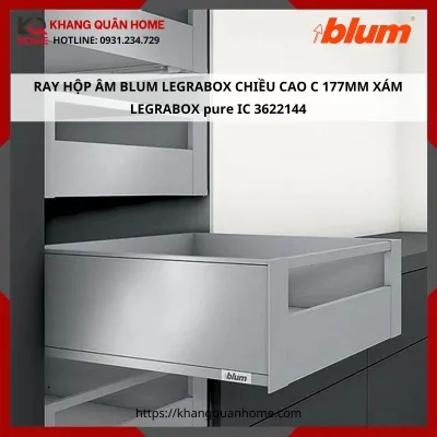 RAY HỘP ÂM BLUM LEGRABOX C 177MM XÁM LEGRABOX pure IC 3622144