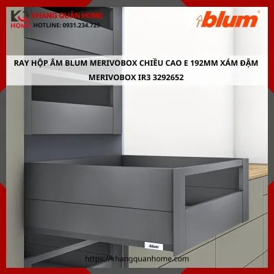 RAY HỘP ÂM BLUM MERIVOBOX CAO E 192MM XÁM ĐẬM MERIVOBOX IR3 3292652