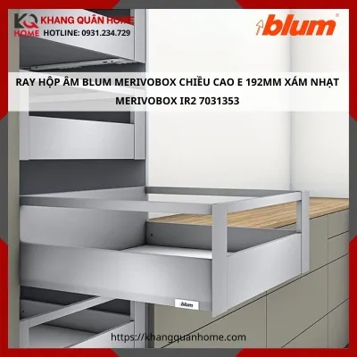 RAY HỘP ÂM BLUM MERIVOBOX CAO E 192MM XÁM NHẠT MERIVOBOX IR2 7031353