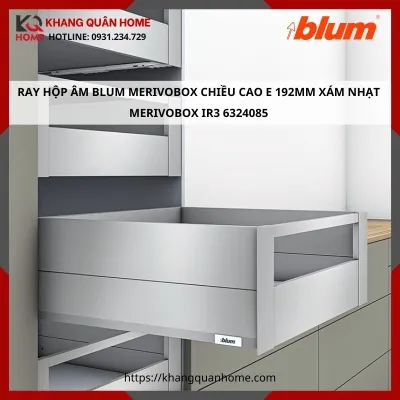 RAY HỘP ÂM BLUM MERIVOBOX CAO E 192MM XÁM NHẠT MERIVOBOX IR3 6324085