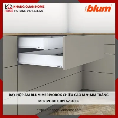 RAY HỘP ÂM BLUM MERIVOBOX IR1 91MM MÀU TRẮNG 6234006