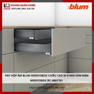 RAY HỘP ÂM BLUM CAO M 91MM XÁM ĐẬM MERIVOBOX IR1 8681701