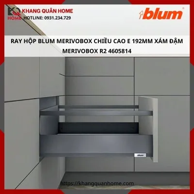 RAY HỘP BLUM MERIVOBOX CAO E 192MM XÁM ĐẬM MERIVOBOX R2 4605814