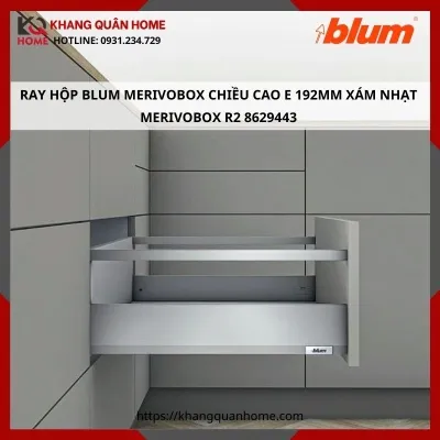 RAY HỘP BLUM MERIVOBOX CAO E 192MM XÁM NHẠT MERIVOBOX R2 8629443