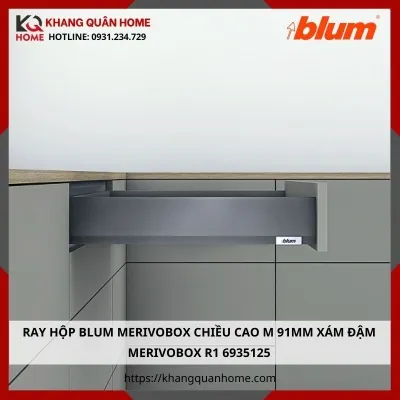 RAY HỘP BLUM MERIVOBOX CAO M 91MM XÁM ĐẬM  MERIVOBOX R1 6935125